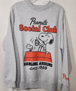 Snoopy Peanut Social club gray sweatshirt size XS